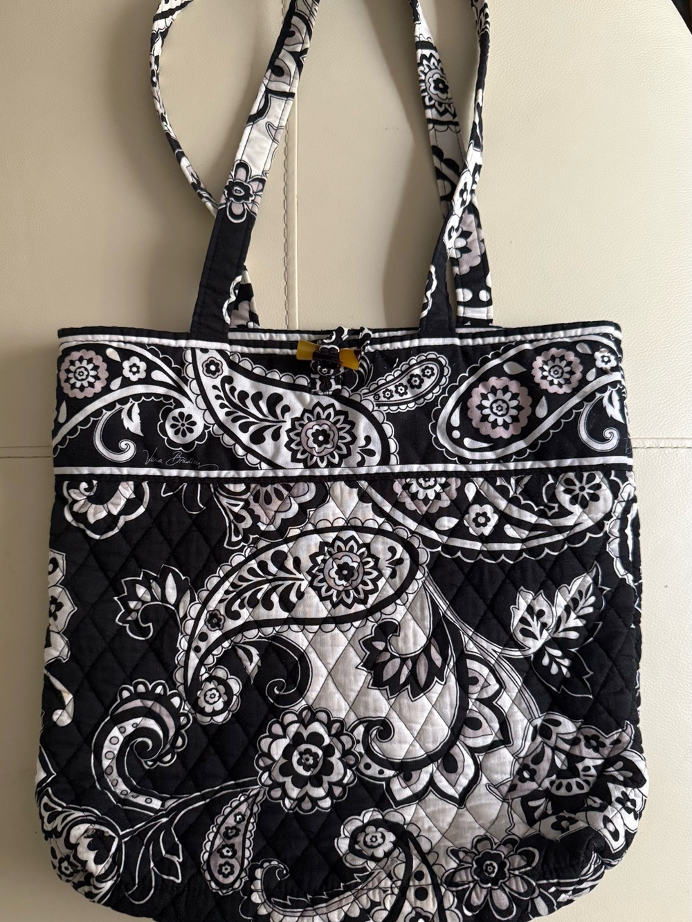Vera Bradley Black & White Paisley Quilted Tote
